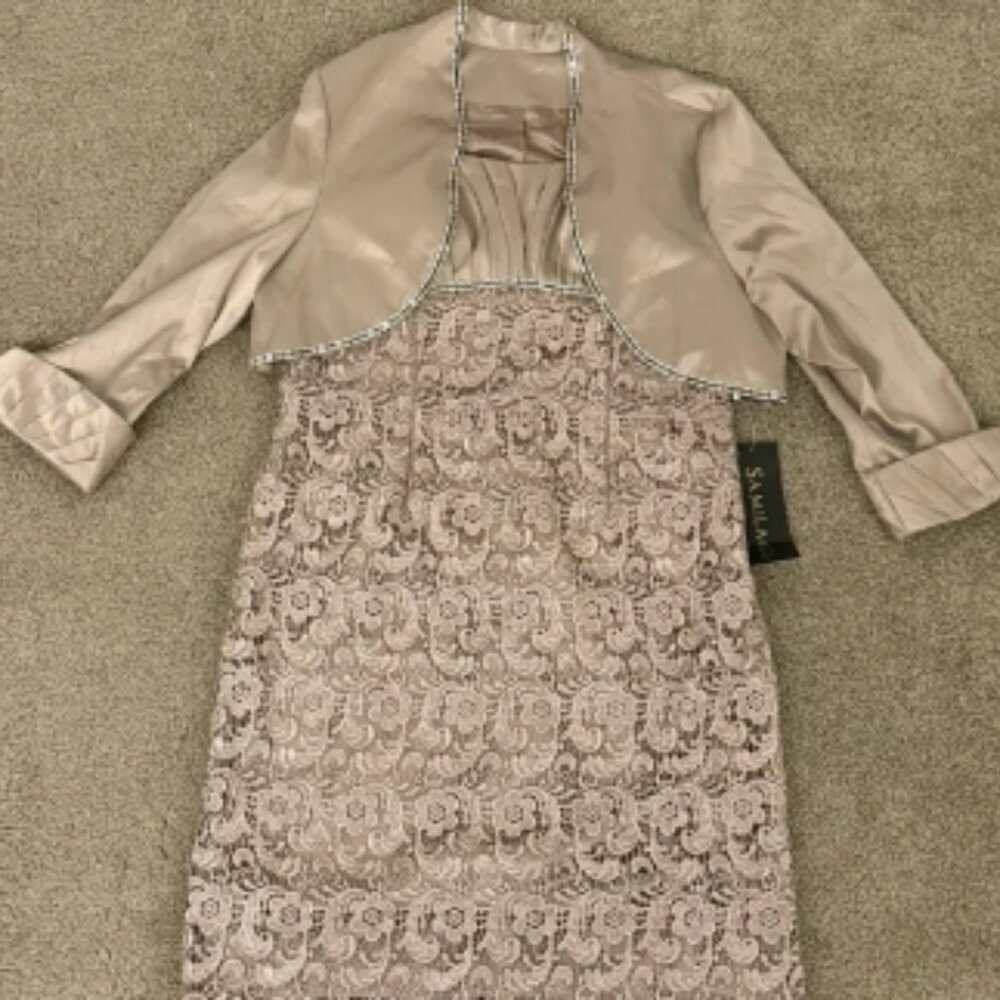 Samila&Co Elegant Lace Dress with Bolero Jacket, Size L-XL